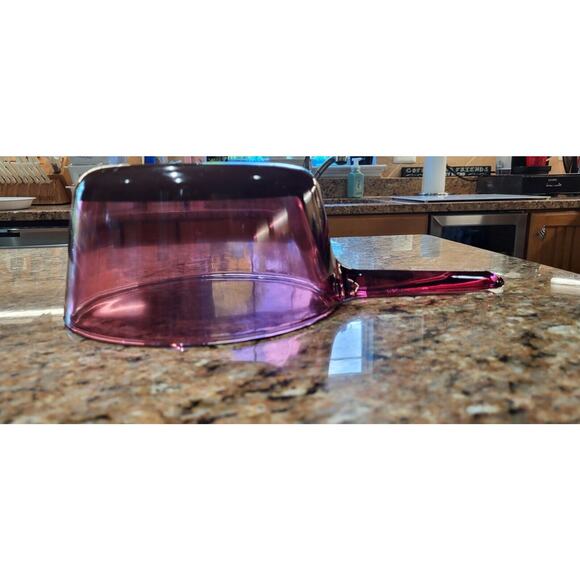 Vintage Cranberry Visions Sauce Pan With Amber Lid - Picture 11 of 16